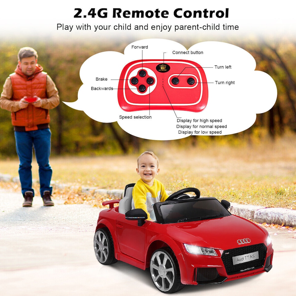 image 1 of COSTWAY 12V Children's car Licensed Audi TTRS Red