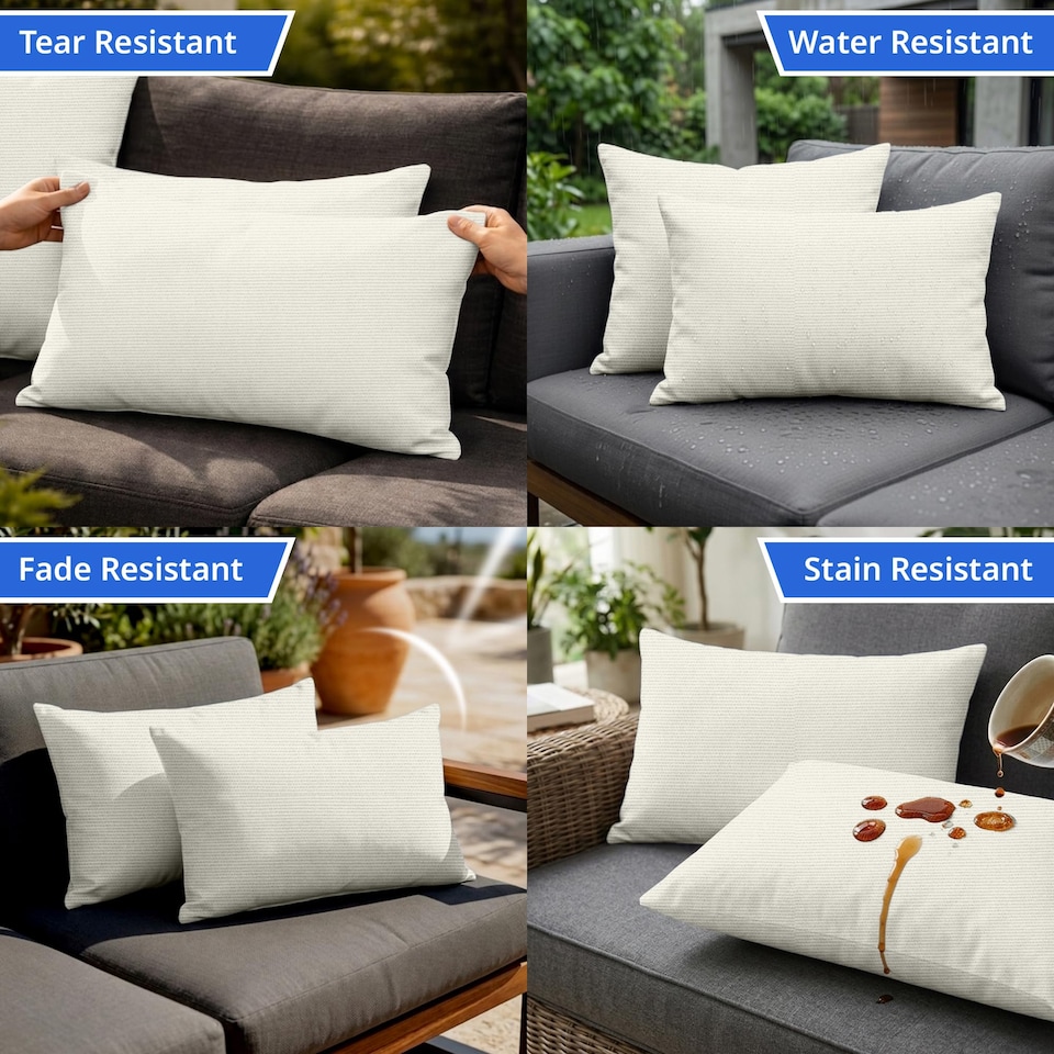 image 1 of Covers&All Sunbrella Lumbar Pillows Set of 2 UV Fade resistant and Water Repellent Rectangle Lumbar Throw Pillows