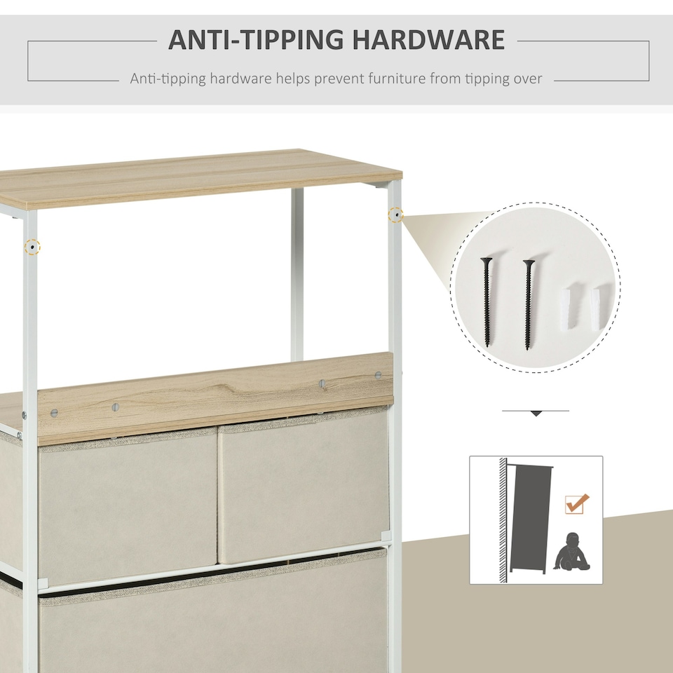 image 1 of HOMCOM 3 Drawer Storage Chest Unit Home w/ Shelves Home