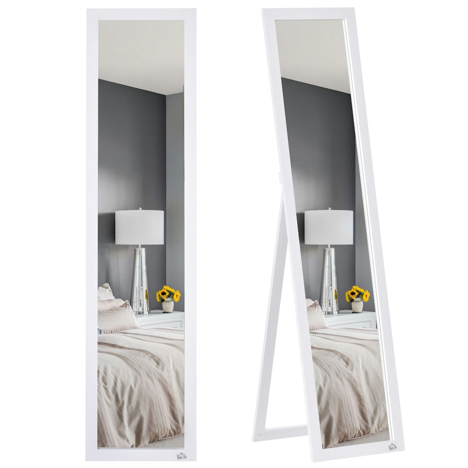 image 1 of HOMCOM Full Length Mirror, Floor Standing or Wall-Mounted Long Mirror, White