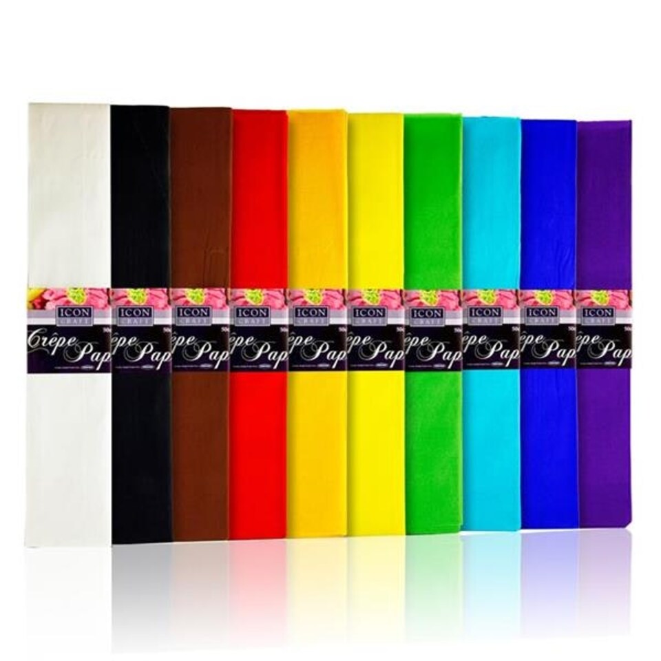 image 1 of Pack of 10 Assorted 50cm x 2m Crepe Paper by Icon Craft