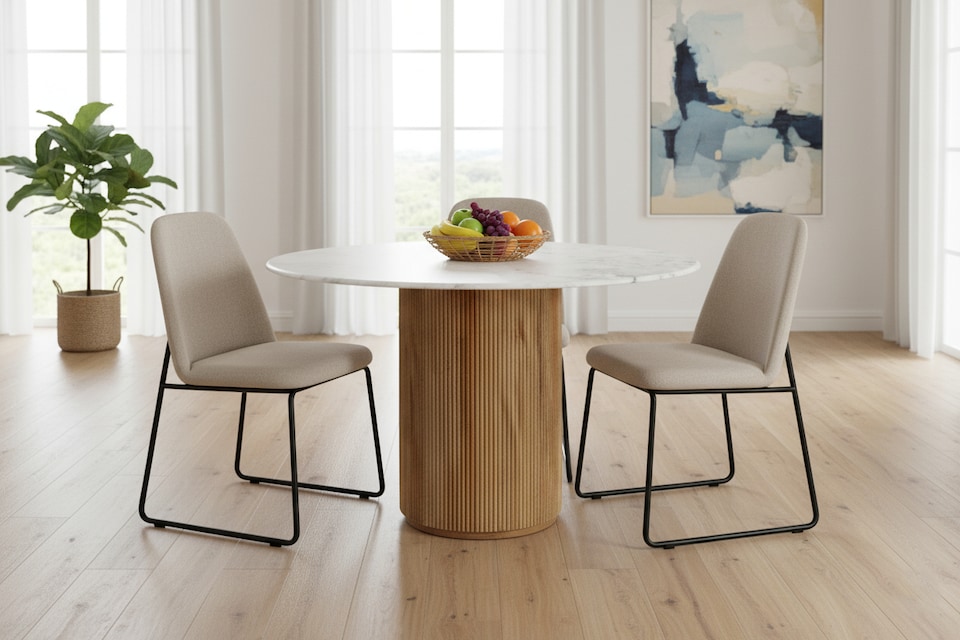 image 1 of Luxor Real Marbel White Dining Table 120cm 4 to 6 seater