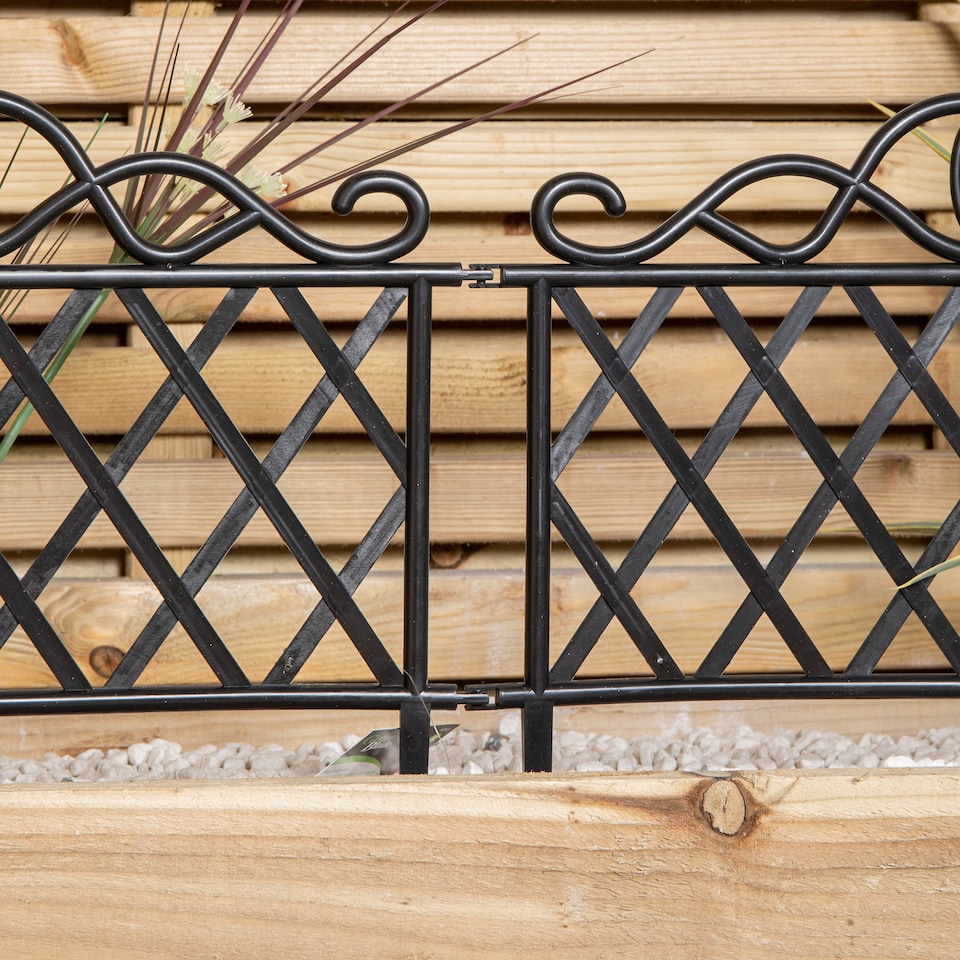 image 1 of Pack of 12 27cm Black Plastic Garden Patio Lawn Border Fence Edging
