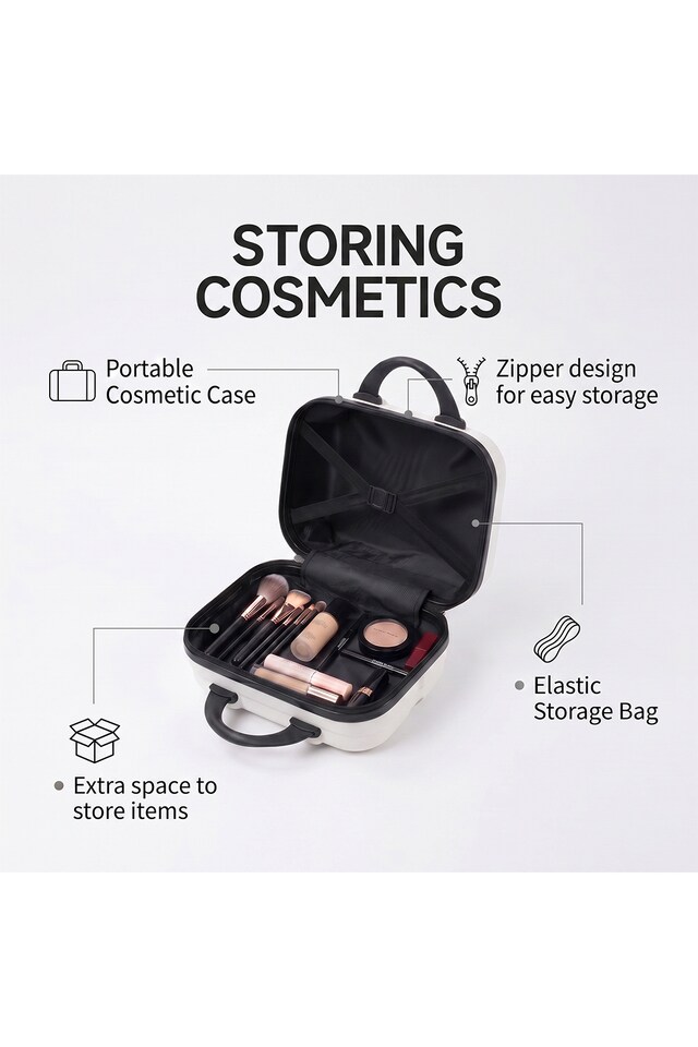 image 1 of Living and Home 2-Piece Geometric ABS Suitcase Set - White 20" & 14"