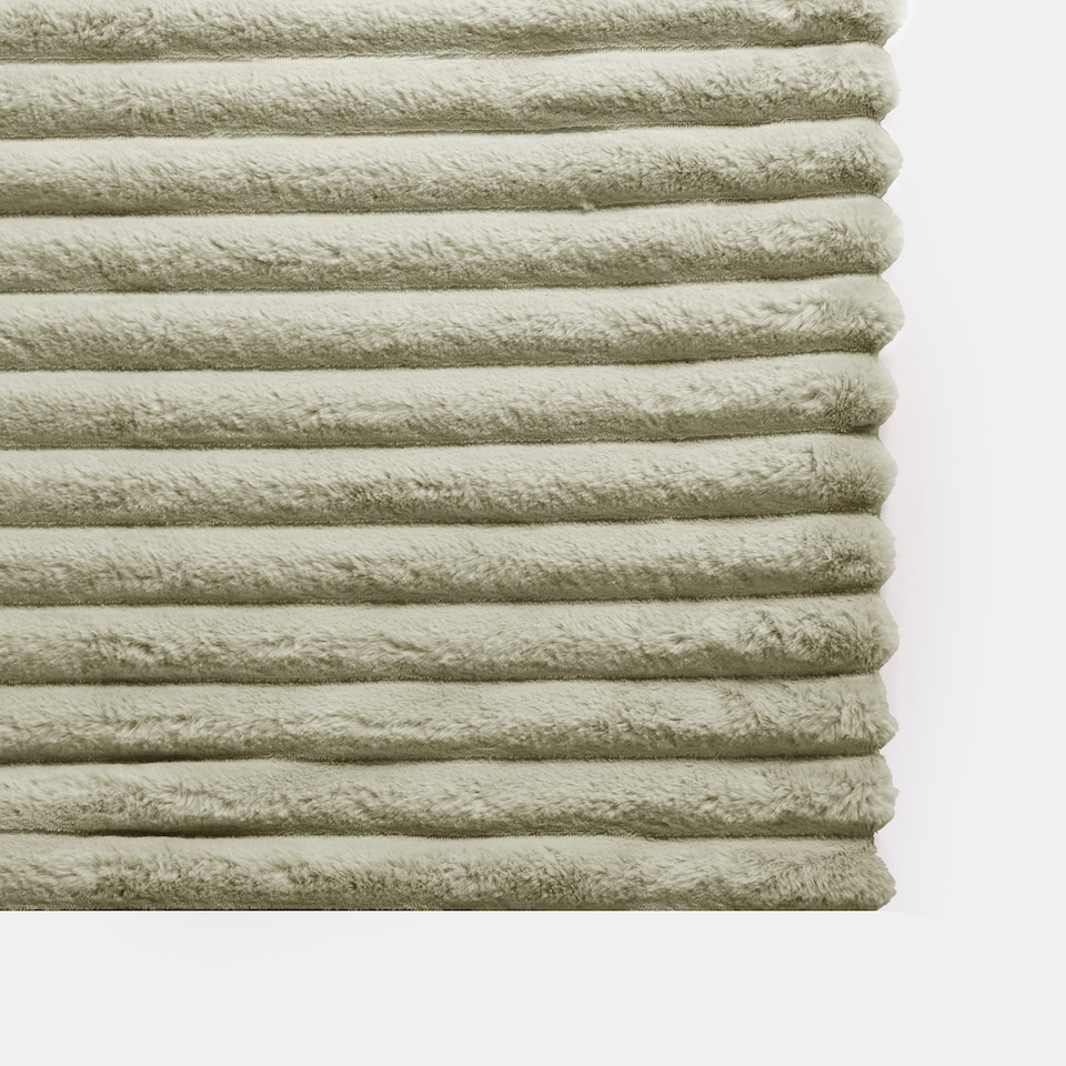 image 1 of OHS Faux Fur Ribbed Fleece Throw Blanket Winter Warm Supersoft