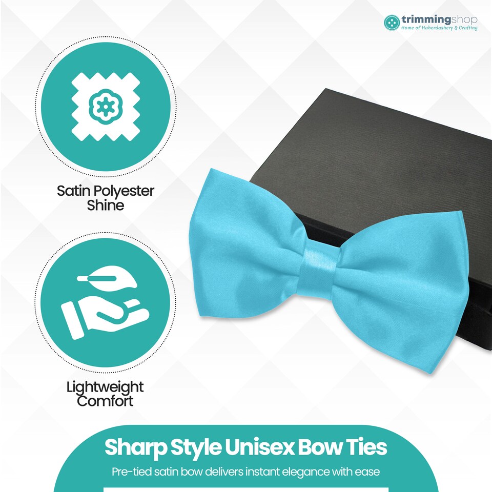 image 1 of Mens Bow Ties Colourful Plain Solid Satin Polyester Stylish Bow Ties