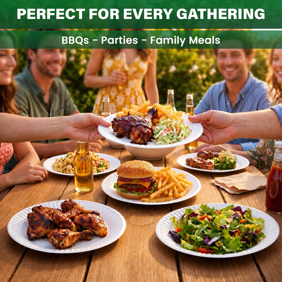 image 1 of ECONX 7"(18cm) Disposable Paper Plates Heavy Duty Dinner Party Plates Tableware