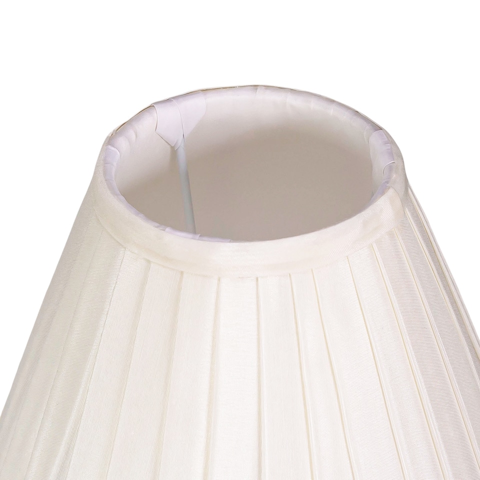 image 1 of Traditional Classic Cream Faux Silk Pleated Inner Lined Lamp Shade - 8 Inch | Cream