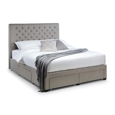Lunar 4 Drawer Bed - Grey Linen - King (150cm)