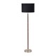 image 1 of Brushed Silver and Wood Effect Floor Lamp Black | Brown