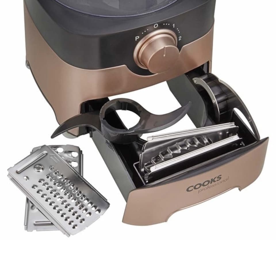 image 1 of Cooks Professional Food Processor | 1000W | 7 Different Blades | Mixing Bowl and Blending Jug | Black and Rose Gold