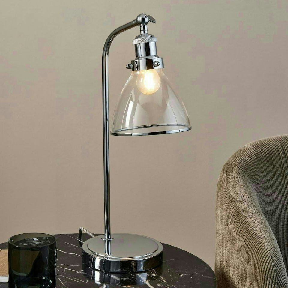 image 1 of Brunswick Polished Nickel & Glass Desk Table Lamp Silver