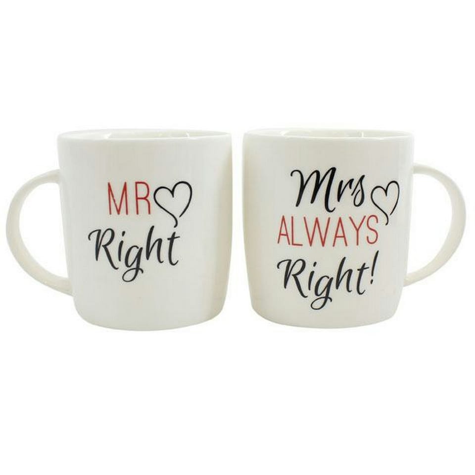 Something Different Mr Right/Mrs Always Right Mug Ceramic Boxed Mug Set - Multicolour - One Size