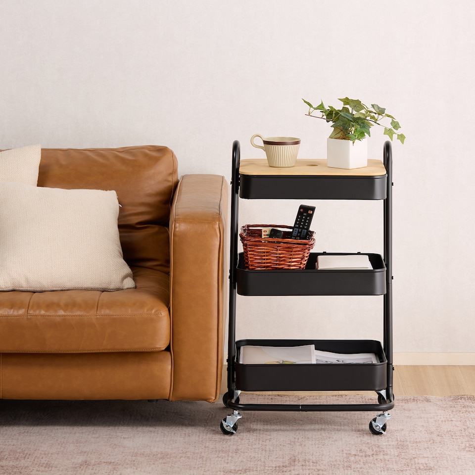 image 1 of Vonhaus Storage Trolley 3 Tier Bathroom & Kitchen Storage