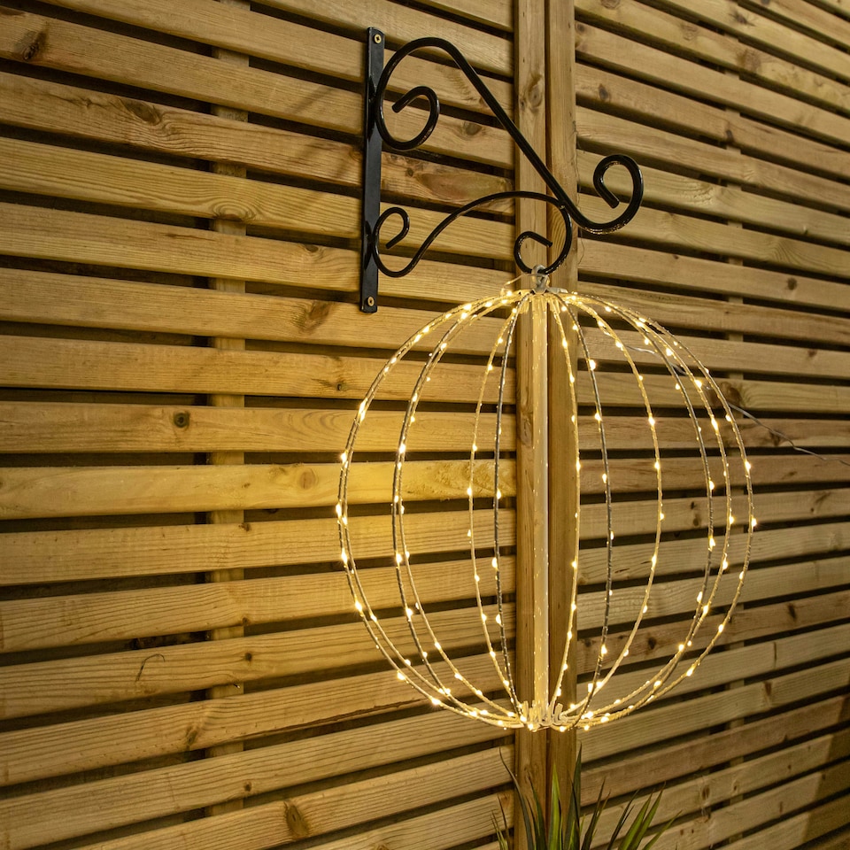 image 1 of 30cm White Metal Folding Christmas Ball with 108 Warm White LEDs