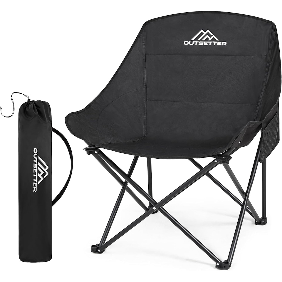 image 1 of Folding Camping Chair, Portable Outdoor Backpacking, Compact Lightweight Ultralight Moon Chair,Extra Spacious with Carry Bag,for Fishing Hiking Picnic Camping Beach