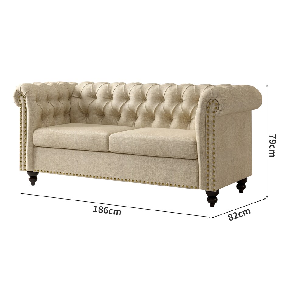 image 1 of Chesterfield Fabric Button back Sofa Settee - Victoria