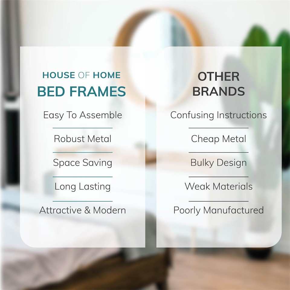image 1 of House of Home Double Bed Frame Extra Strong Platform Metal Frame Bedroom Easy Build