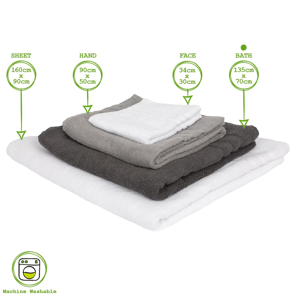 image 1 of Nicola Spring Cotton Bath Towels - 135cm x 70cm - Grey - Pack of 2