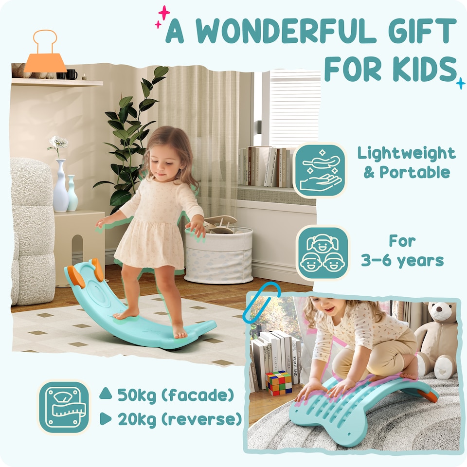 image 1 of AIYAPLAY Balance Board for Kids Balance Training & Sensory Play, Light Blue