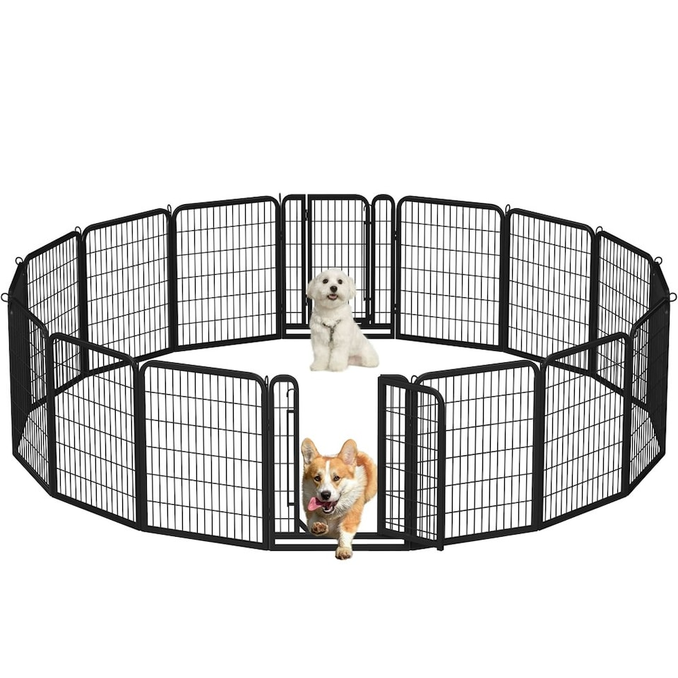 image 1 of Yaheetech 16-Panel Metal Dog Playpen, 65 × 80 cm Black