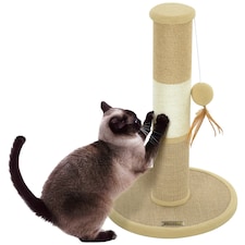 PawHut Cat Scratching Post with Jute Sisal Rope Toy Ball, 47cm, Tall Brown
