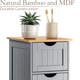image 2 of Christow Grey Bathroom Drawer Unit Floor Storage Cabinet With Bamboo Top