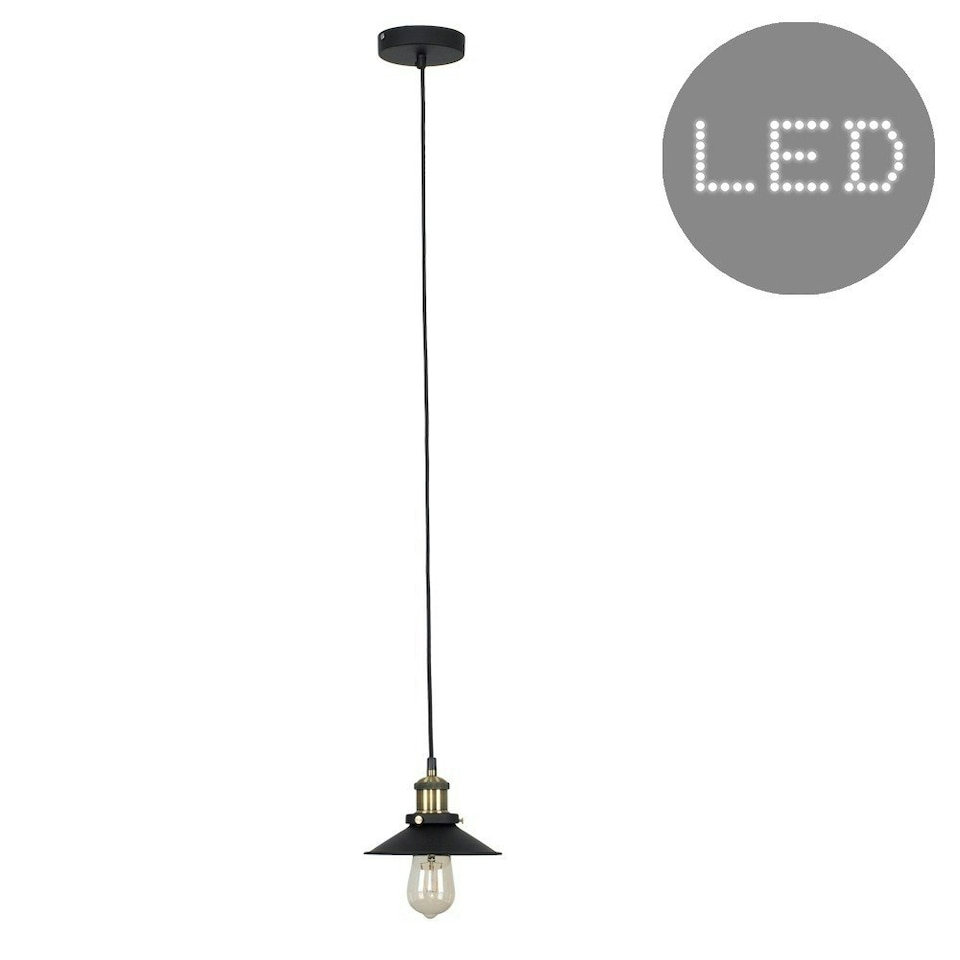 image 1 of ValueLights Colonial Matte Black Ceiling Light and E27 Pear LED 4W Warm White 2700K Bulb