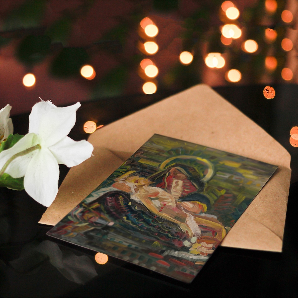 image 1 of Arnold Weisz Kubincan Art Card Pieta Virgin Mary and Christ