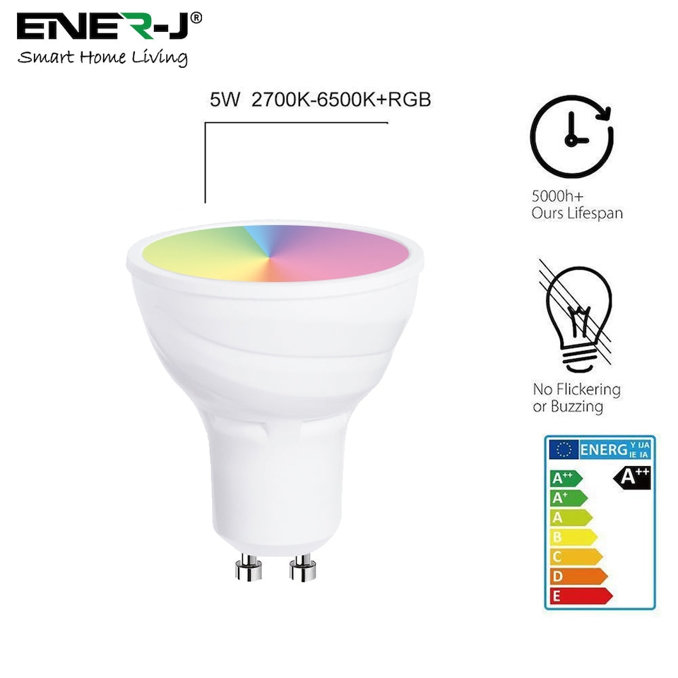 image 1 of 5W Smart WiFi GU10 LED Lamp Light Bulbs 5W, RGB W WW, Dimmable Colour Changing Mood Light bulb