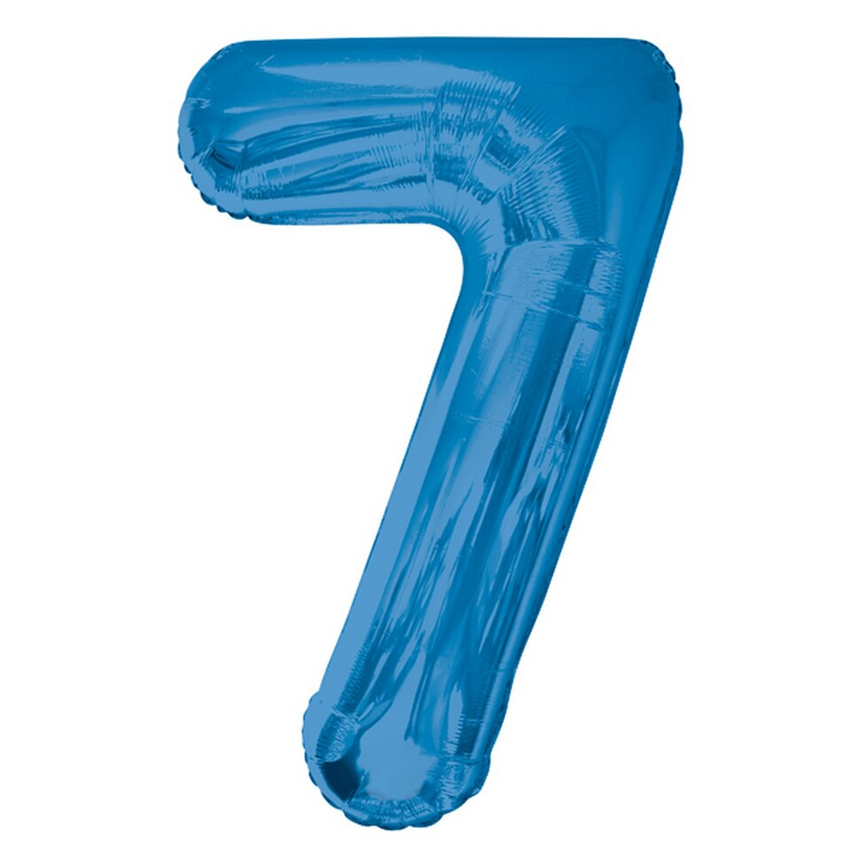 image 1 of Unique Party 34 Inch Blue Glitz Number Balloon (0-9) - Blue - 4