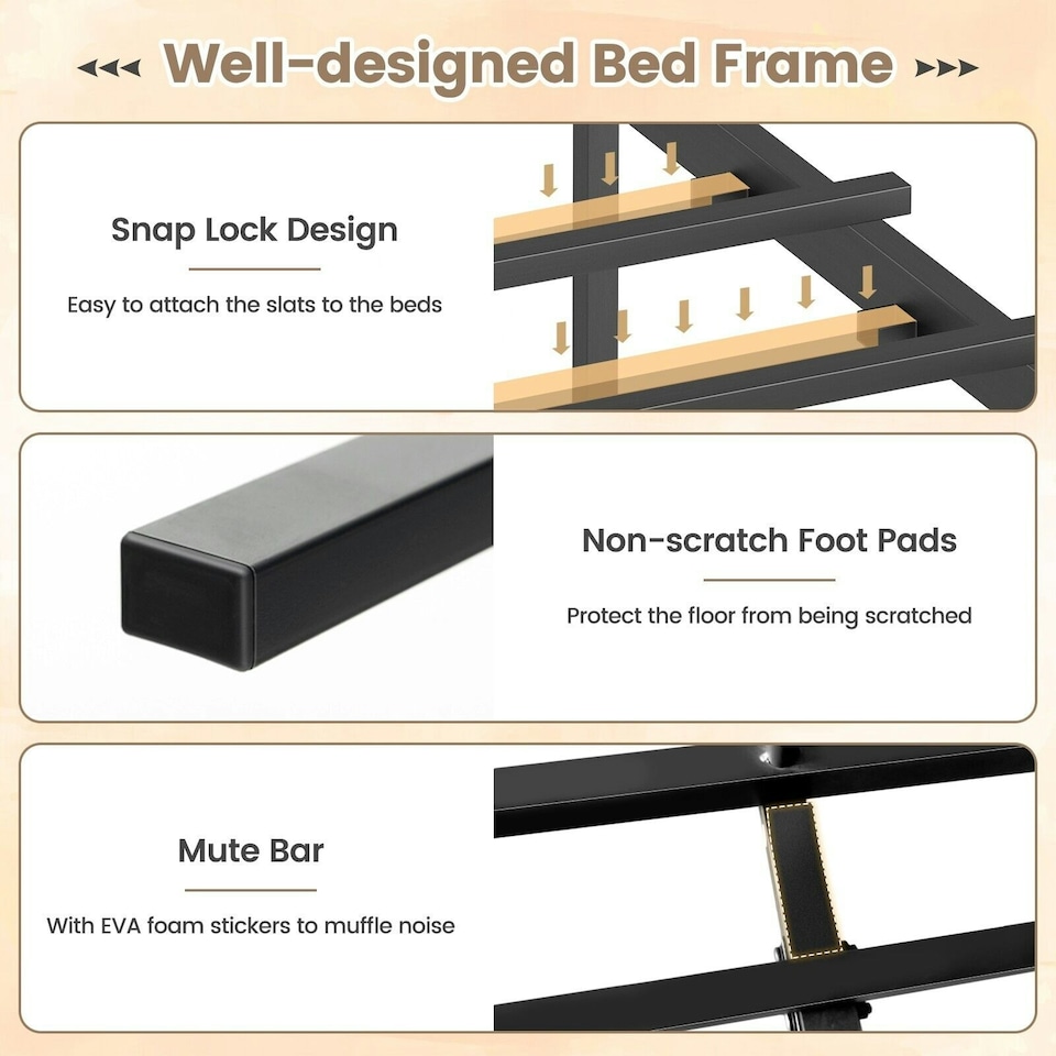 image 1 of COSTWAY King Size Bed Frame Metal Platform Bed