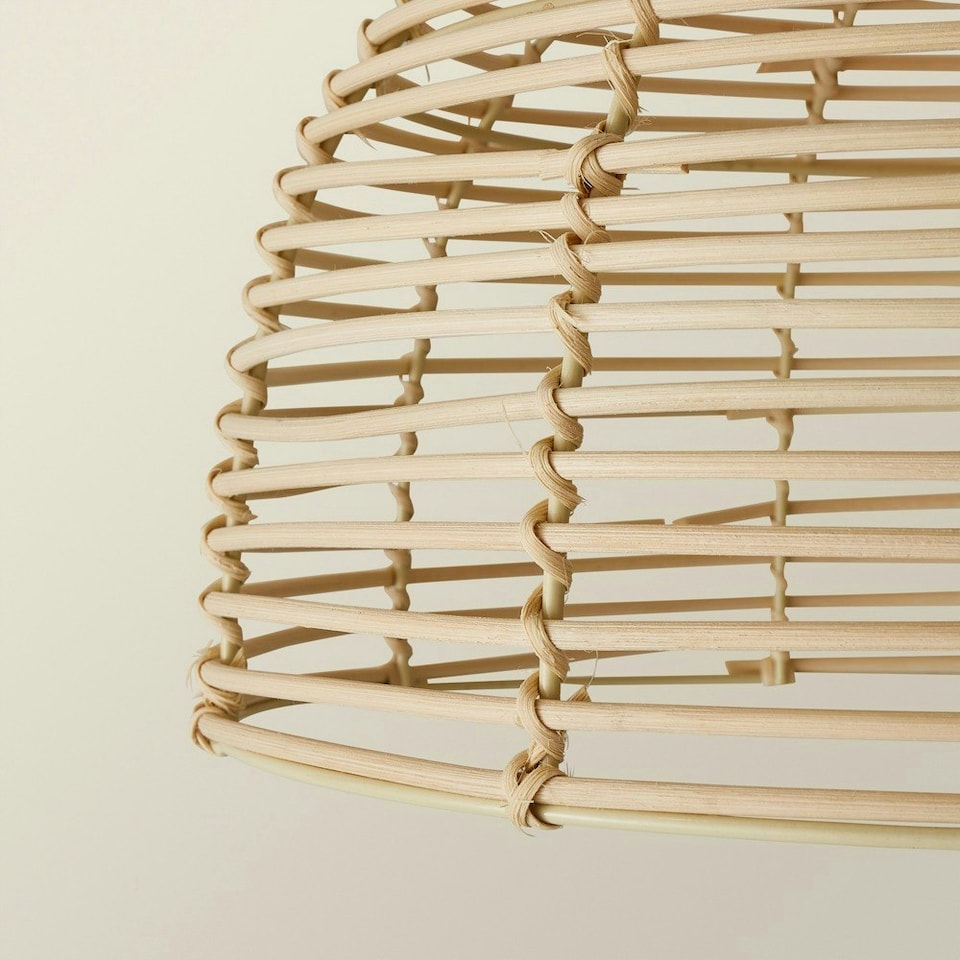 image 1 of ValueLights Lobster Wicker Rattan Cream Ceiling Pendant Light Shade Cream