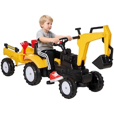 HOMCOM Kids Pedal Go Kart Children Ride On Digger Tractor Toy Car Excavator For 3 - 6 Years