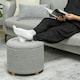 image 8 of HOMCOM 45cm Round Ottoman with Storage, Lid, Cashmere Footstool, Grey
