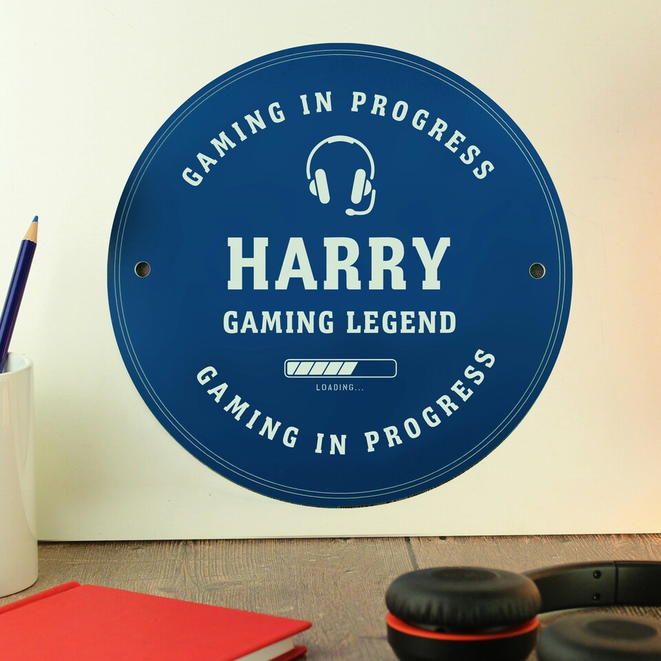 image 1 of Personalised Gaming Blue Plaque