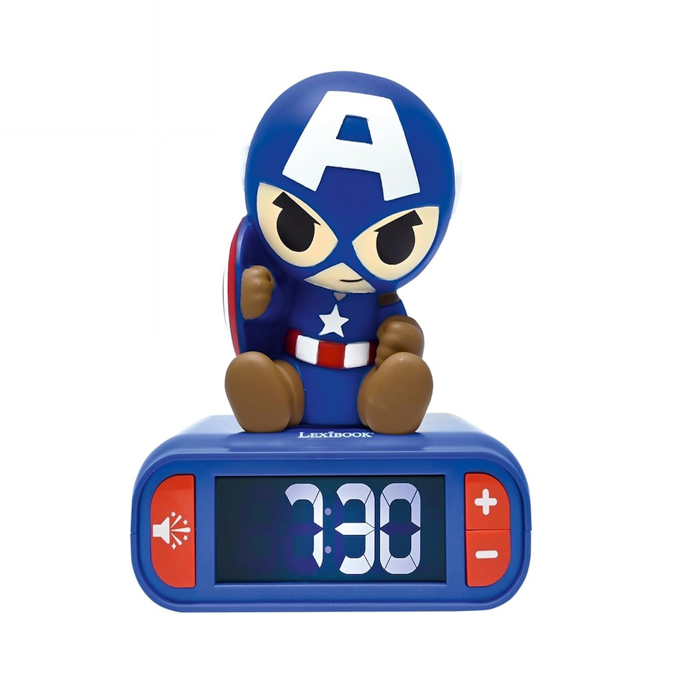 image 1 of Lexibook RL800AV1 3D Captain America Childrens Clock with Night Light