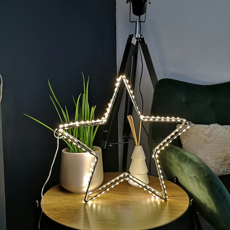 image 1 of 38cm LED Dewdrop Open Star Indoor Outdoor Christmas Decoration in Warm White