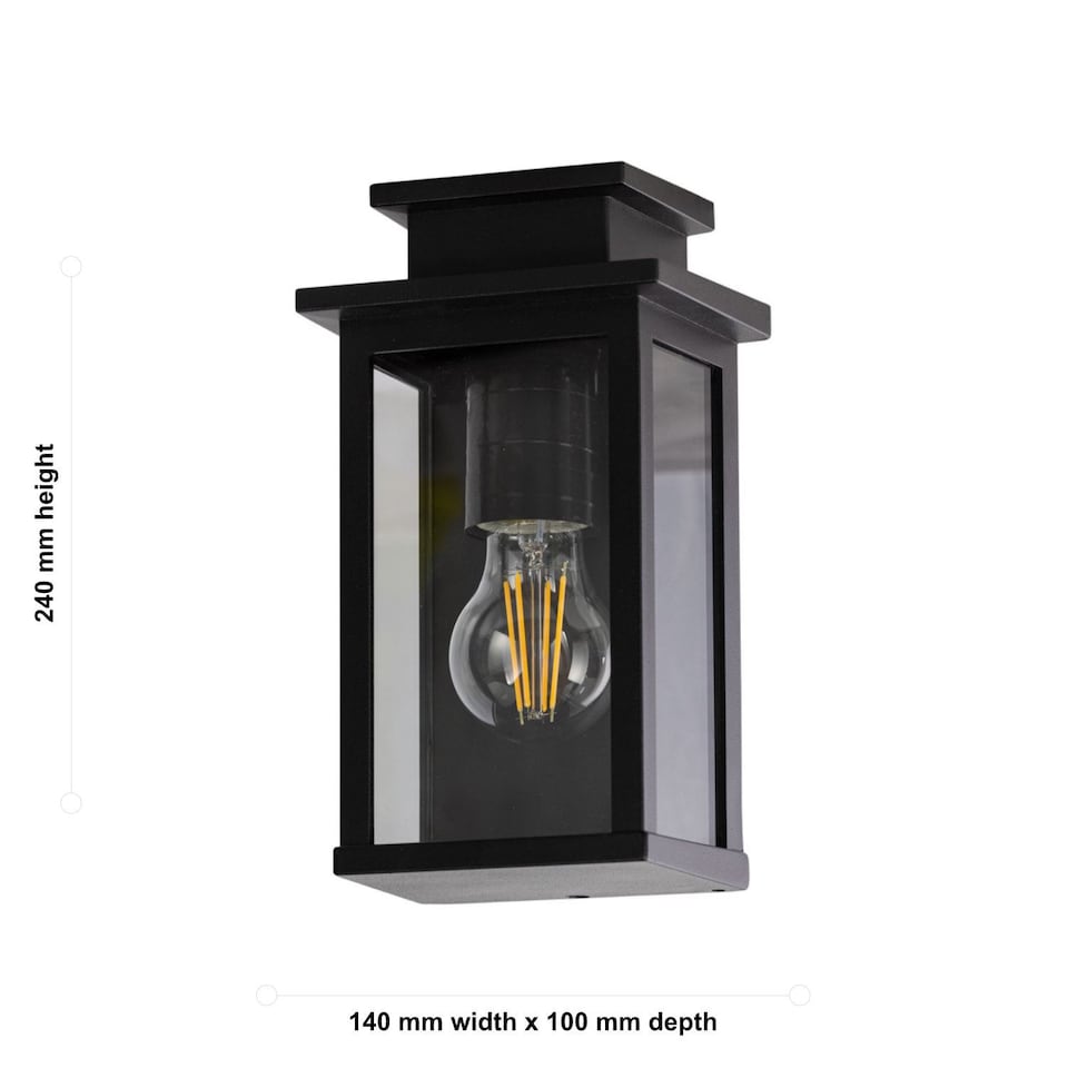 image 1 of Set of 2 Cotswold - Black Traditional Flush Outdoor Wall Lights