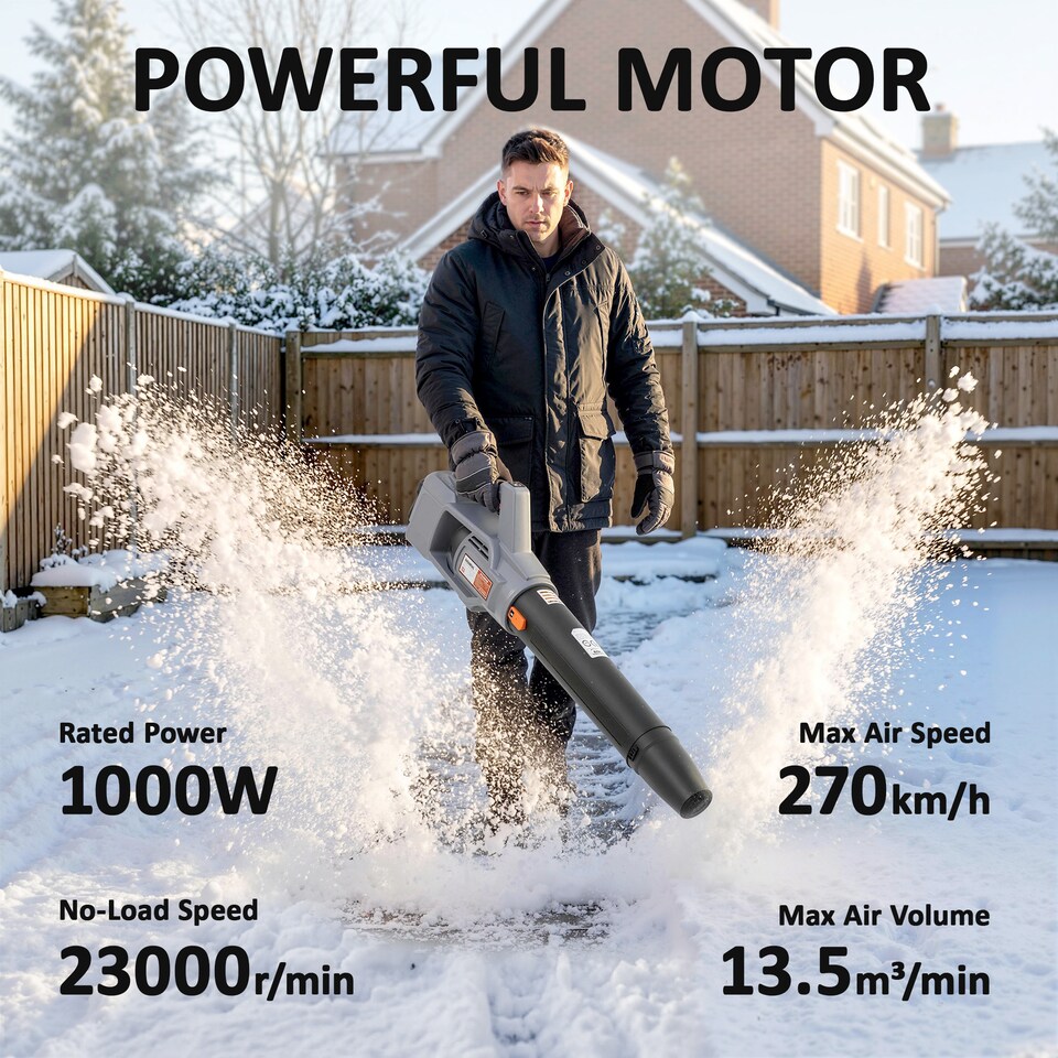 image 1 of Outsunny 36V Leaf Blower Cordless with 2 x 4000mAh Batteries & Charger | Grey | Light Grey | 111.6L x 15W x 28H cm
