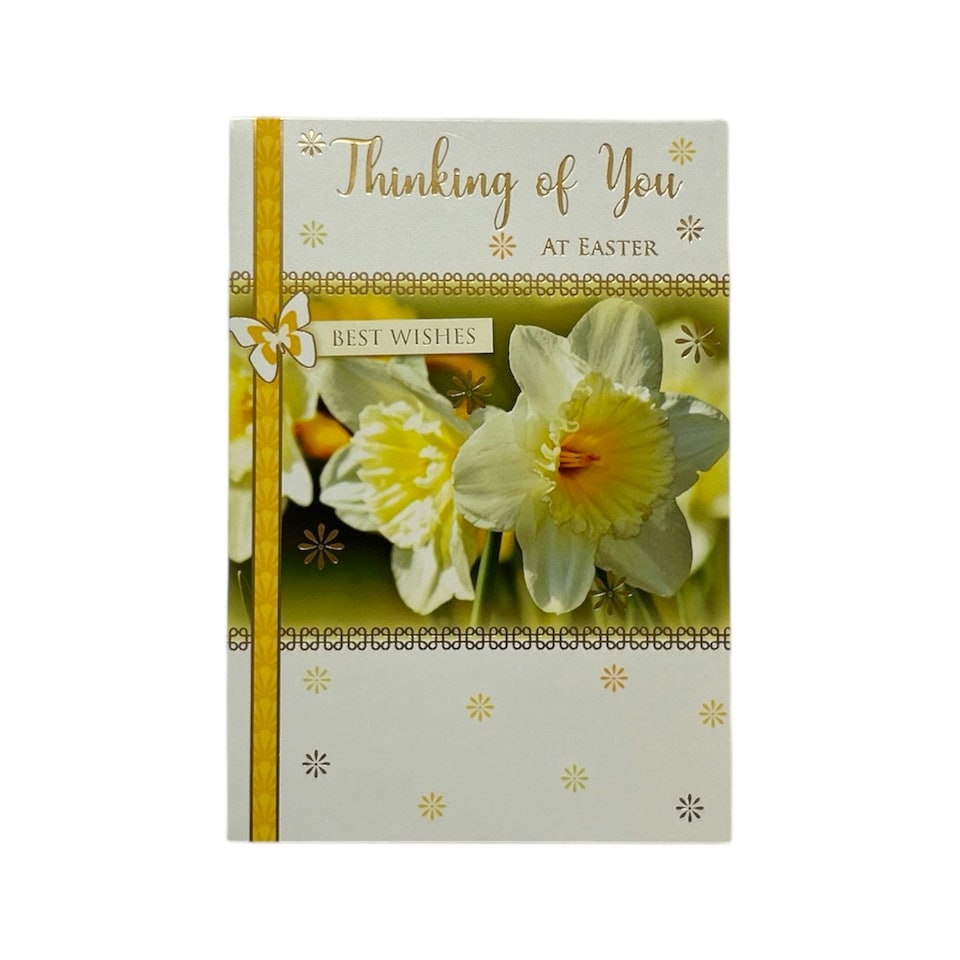 image 1 of Thinking Of You White Daffodil Flowers Design Easter Card