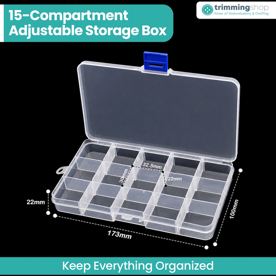 image 1 of 15 Compartment Storage Box with Blue Lock - 173 x 100 x 22mm