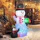 image 2 of Outsunny 8FT Inflatable Snowman Holding Gift Box w/ Penguin and LED Lights