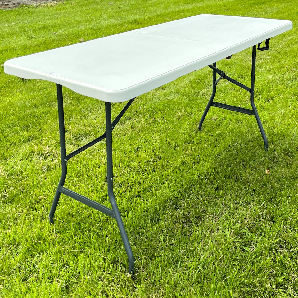image 1 of 6ft Catering Camping Heavy Duty Folding Trestle Table Picnic Bbq Party | White