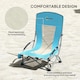 image 4 of Outsunny Set of 2 Folding Beach Chair, Low Camping Chair with Mesh Back, Carry Bag and Cup Holder for Garden Outdoor Picnic Festival Travel, Blue | Blue | Blue
