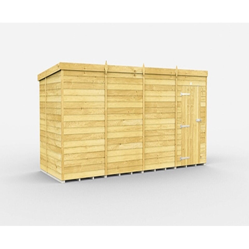 image 1 of 15 x 7 Feet Pent Shed - Single Door Without Windows - Wood - L214 x W454 x H201 cm Brown
