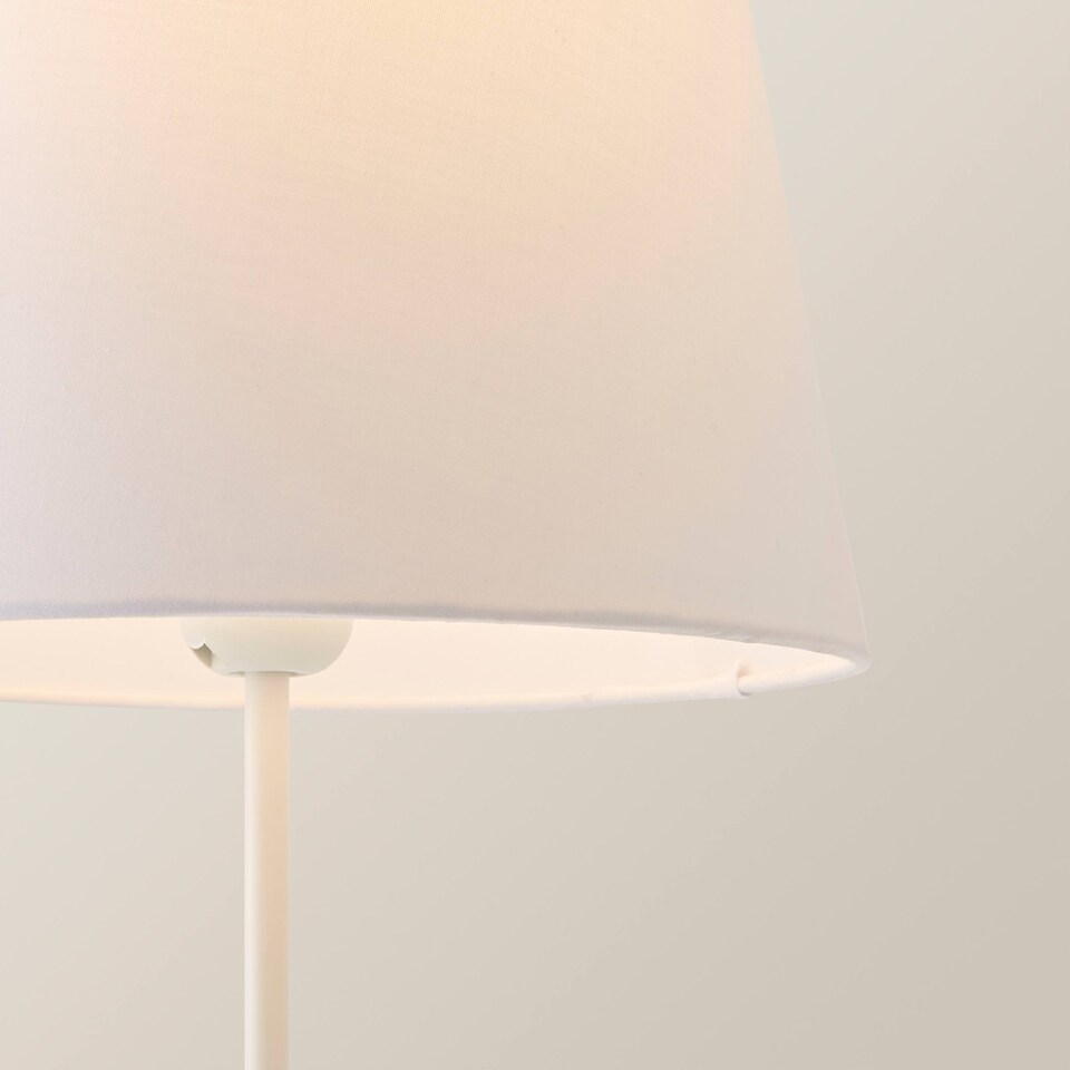 image 1 of ValueLights Charlie Brushed Chrome Floor Lamp White Doretta Shade and Bulb