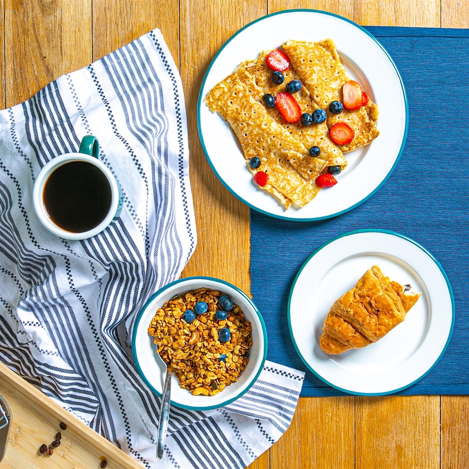 image 1 of Argon Tableware White Enamel Dinner Plates - 25.5cm - Green - Pack of 6 | Green | Green