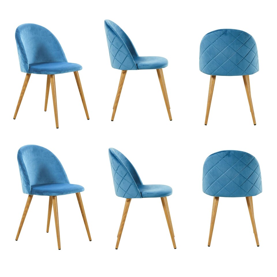 image 1 of Set of 6 Lucia Ergonomic Velvet Dining Chairs with Wooden Legs, Modern Upholstered Accent Chair Red | Rose