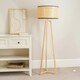 image 2 of ValueLights Lottie Natural Wood Tripod Floor Lamp with Natural Cane Drum Shade